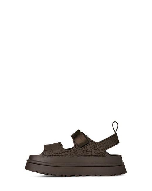 Ugg Brown Goldenglow Embossed Platform Sandal