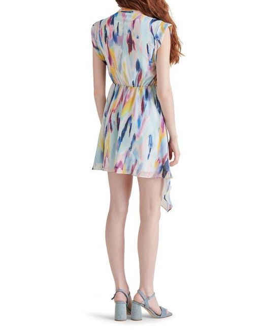 Steve Madden Blue Rinna Abstract Print Asymmetric Hem Dress
