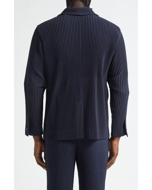 Homme Plissé Issey Miyake Blue Basics Pleated Single Breasted Blazer for men