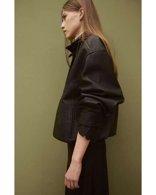 Mango Black Oversize Leather Jacket
