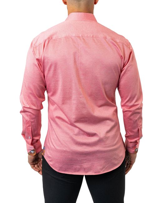 Maceoo Pink Einstein Stretchcooper 07 Contemporary Fit Button-up Shirt for men