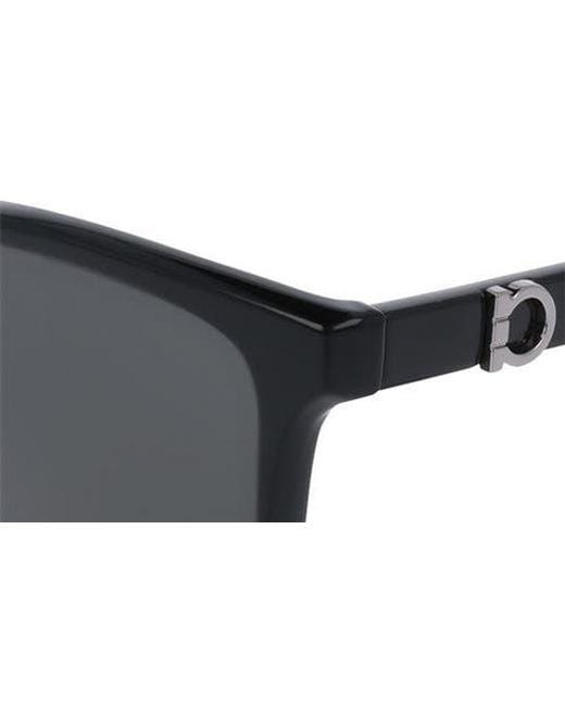 Ferragamo Black 55Mm Rectangular Sunglasses for men