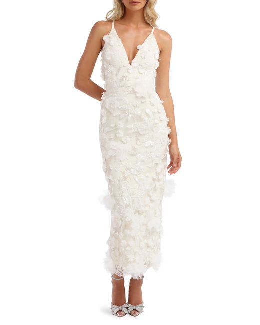 HELSI White Norah Sequin Floral Gown
