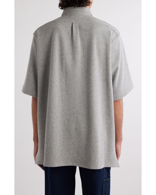 Givenchy Gray Oversize Logo Short Sleeve Cotton Jersey Button-up Shirt for men