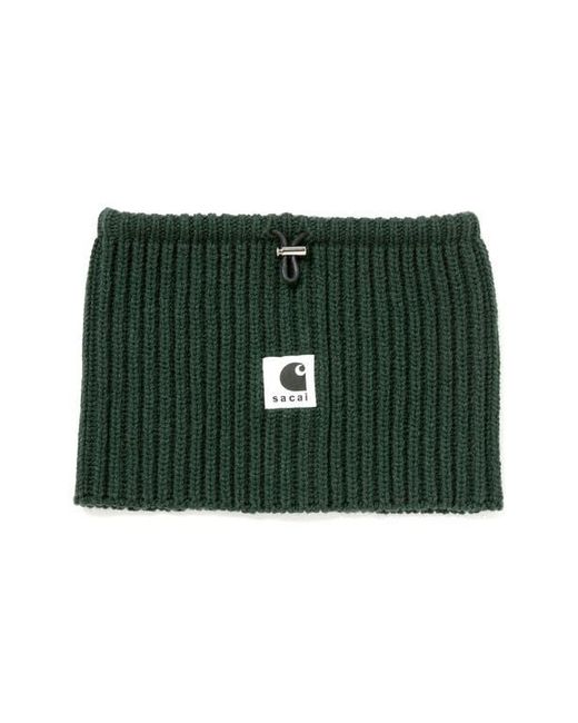 Sacai Green Carhartt Wip Rib Wool & Nylon Neck Warmer