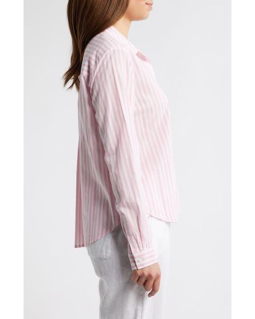 Beach Lunch Lounge Red Candy Stripe Cotton Blend Button-Up Shirt