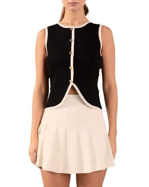Endless Rose Black Contrast Knit Vest