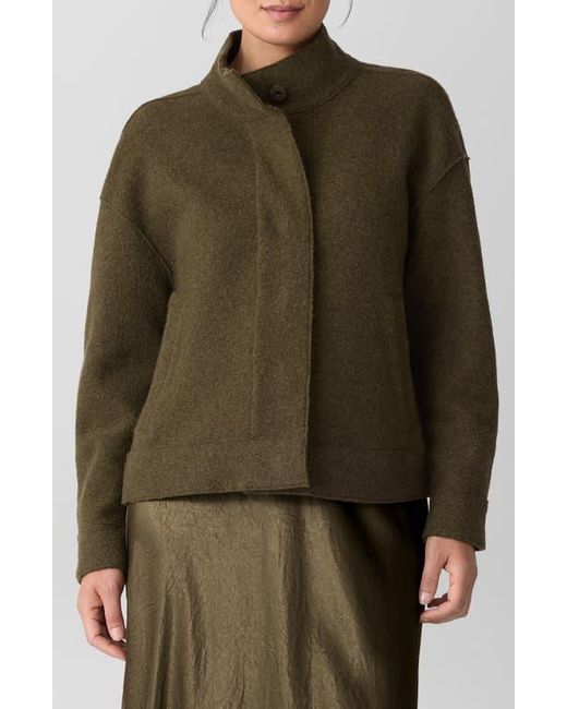 Eileen Fisher Green Boiled Wool Jacket