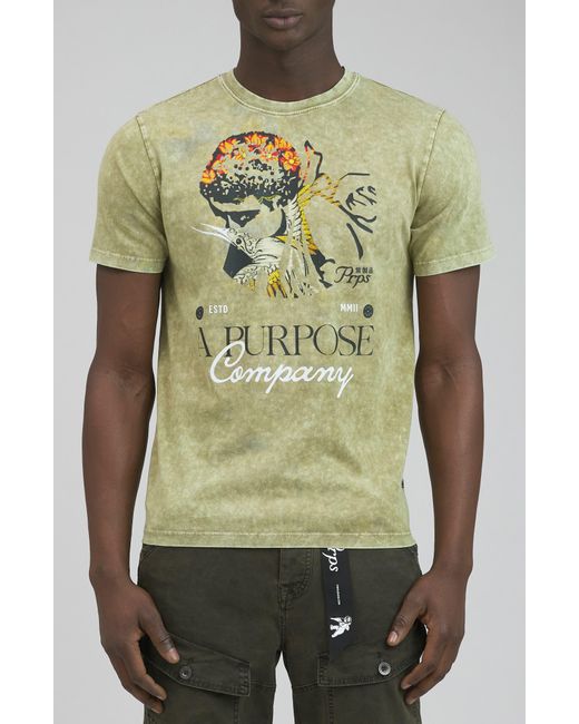 PRPS Green Fire Valley Graphic T-shirt for men