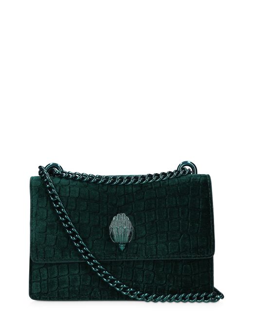 Kurt Geiger Small Shoreditch Croc Embossed Velvet Crossbody Bag in Green Lyst