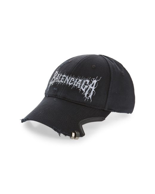 Balenciaga Black Diy Metal Outline Adjustable Baseball Cap for men