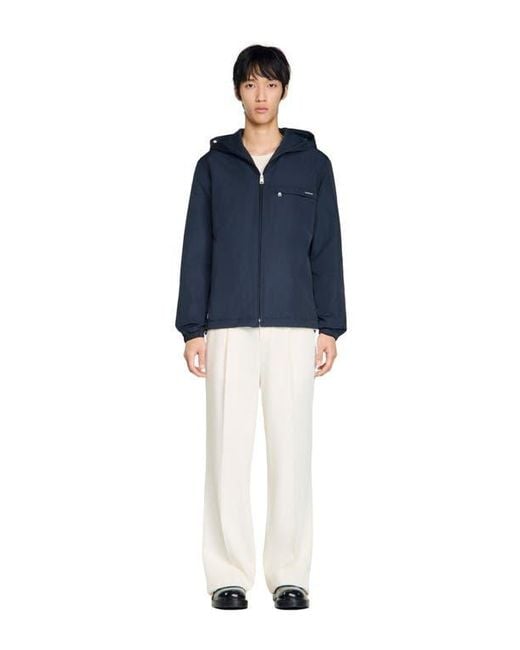 Sandro Blue Nylon Windbreaker for men