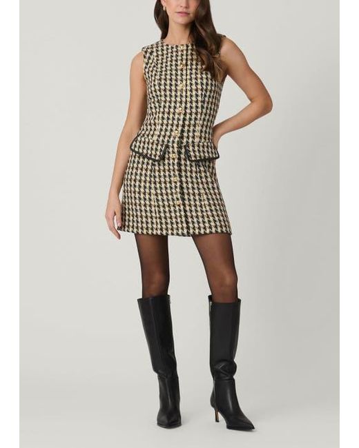Shoshanna Natural Abigail Houndstooth Tweed Dress