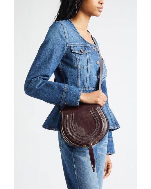 Chloé Brown Medium Marcie Shiny Leather Crossbody Bag