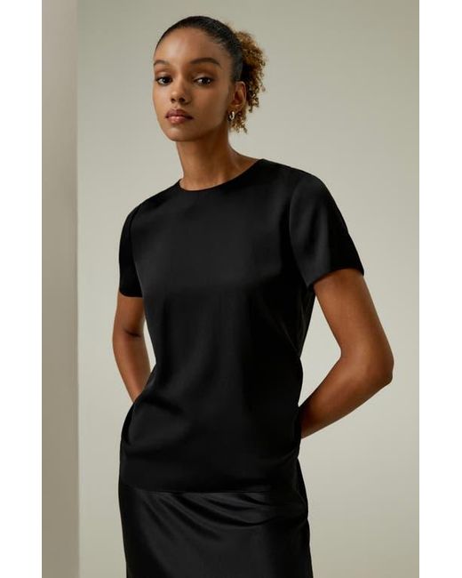 LILYSILK Black Basic Silk T-Shirt