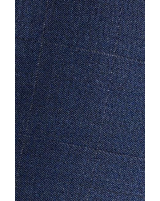 Daniel Hechter Blue Windowpane Check Wool Blend Suit Jacket for men