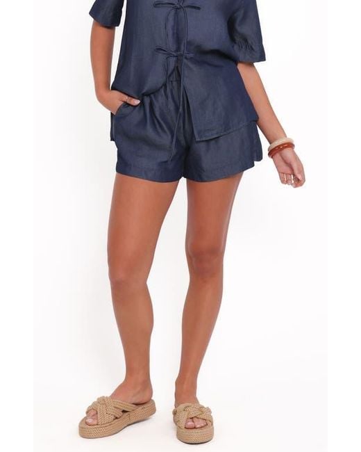 Petal & Pup Blue Aaliyah Chambray Shorts