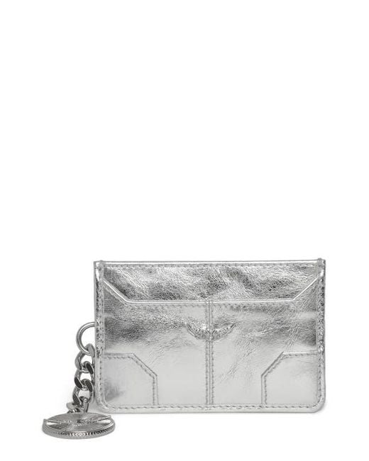 Zadig & Voltaire Gray Sunny Pass Metallic Leather Card Case