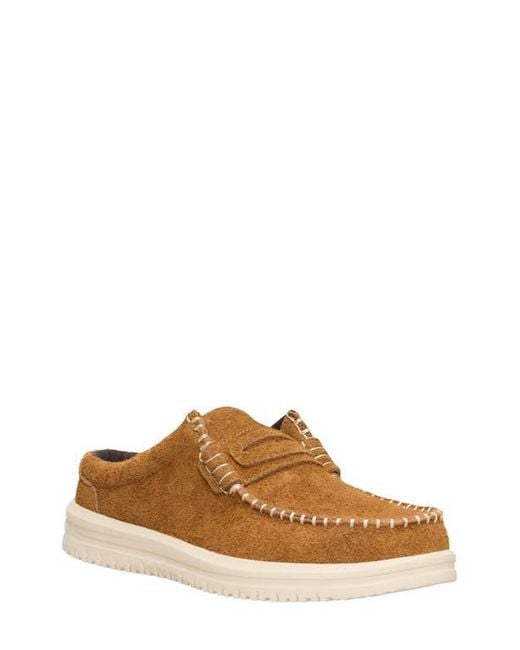 HeyDude Brown Wally Nxt Suede Loafer Mule for men