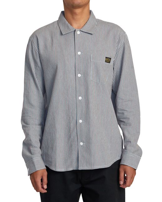 RVCA Gray Dayshift Stripe Button-up Shirt for men