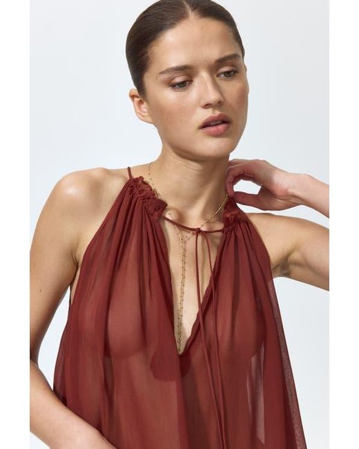 H&M Red Oversized Drawstring Top