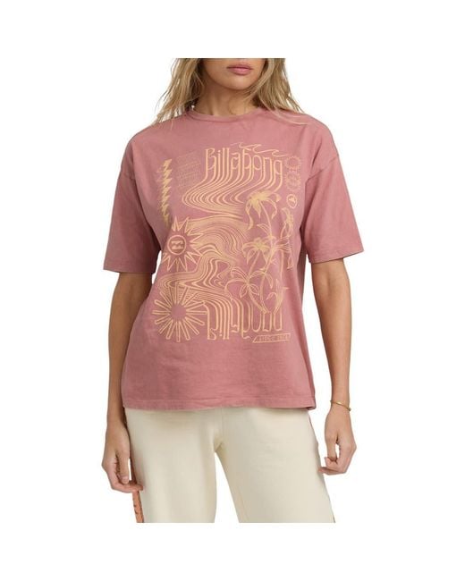 Billabong Red Surf Coalition Cotton Graphic T-Shirt