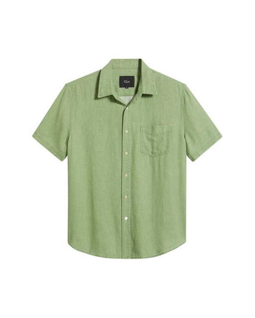 Rails Green Paros Short Sleeve Linen Blend Button-Up Shirt for men