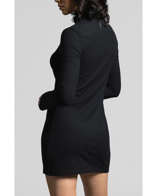 WEEKEND LOS ANGELES Black Penelope Turtleneck Long Sleeve Rib Minidress