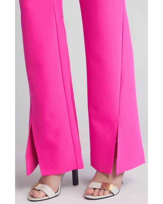 DKNY Pink Split Hem Flare Leg Stretch Twill Pants