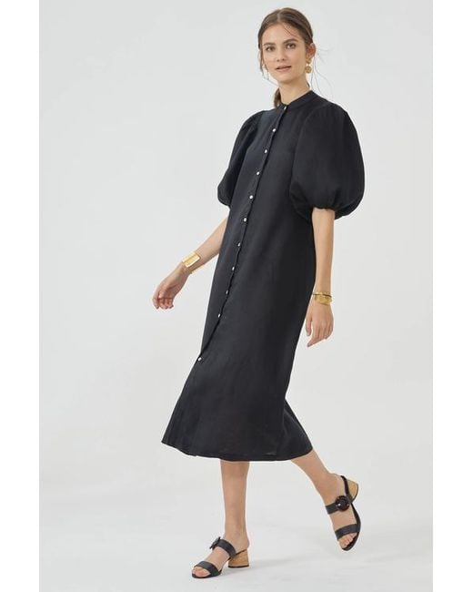 Lanhtropy Blue Bubble Linen Dress