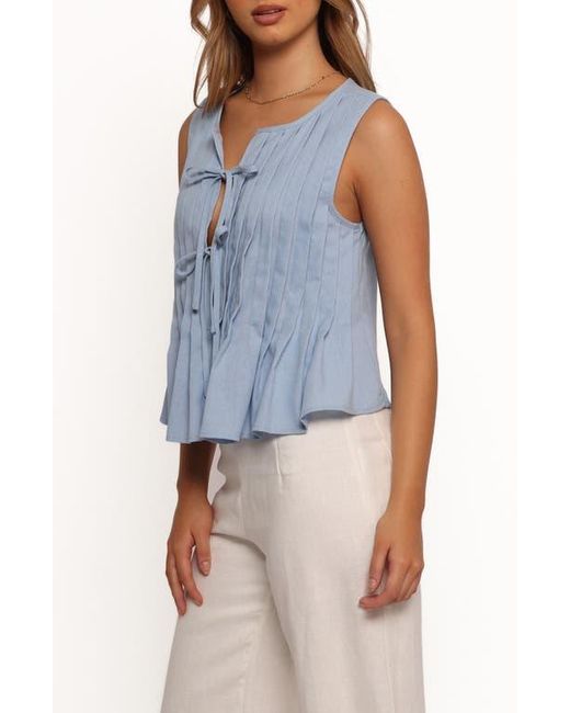 Petal & Pup Blue Delia Tie Front Pleat Tank