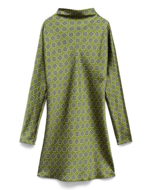 Mango Perkins Collar Satin Printed Dress in Green | Lyst