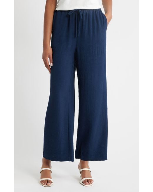 Bobeau Blue Relaxed Drawstring Waist Pants