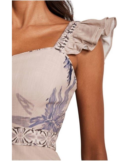 Mint Velvet Blue Palm Print Column Midi Dress