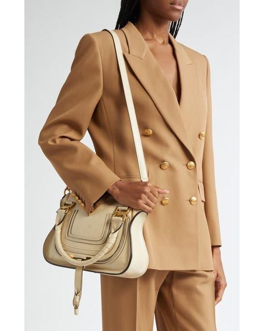 Chloé Natural Small Marcie Leather Satchel
