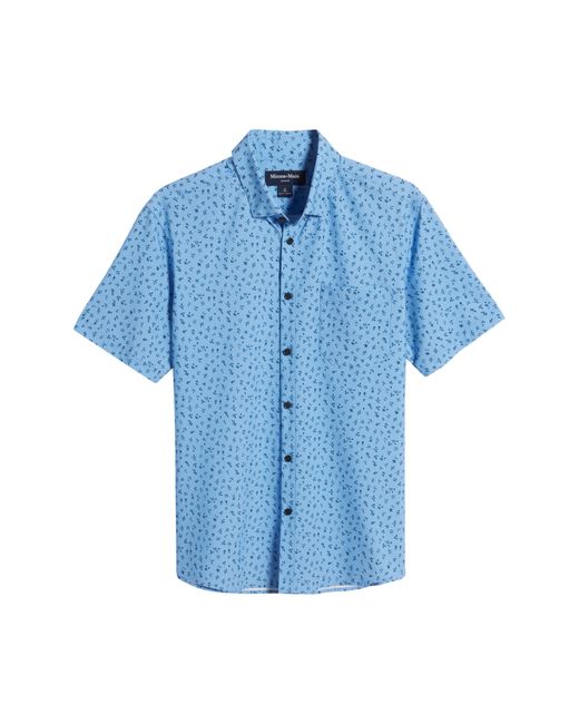 Mizzen+Main Blue Mizzen+main Leeward Trim Fit Floral Short Sleeve Performance Button-up Shirt for men
