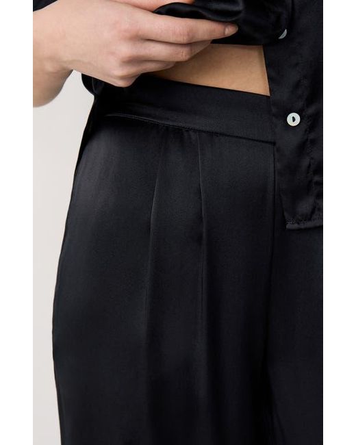 Etam Blue Pearly Silk Wide Leg Pajama Pants