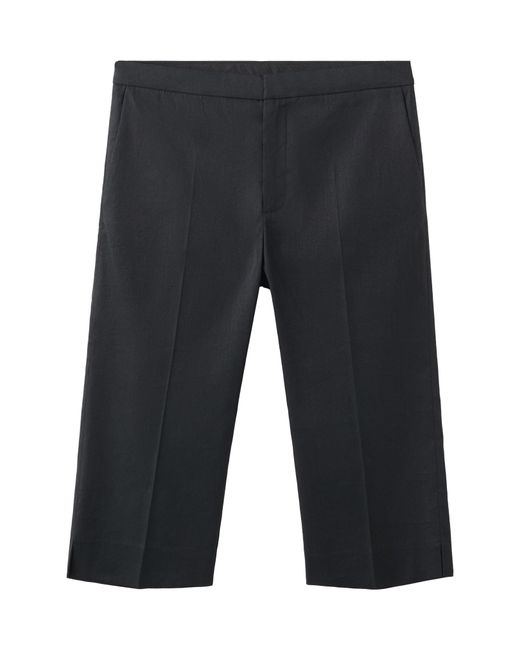 Mango Blue Linen Blend Capri Pants