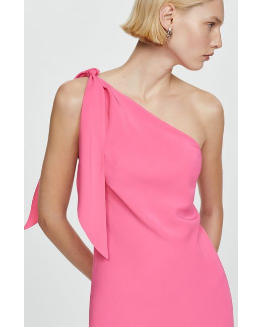 Mango Pink Lazaro One-shoulder Gown