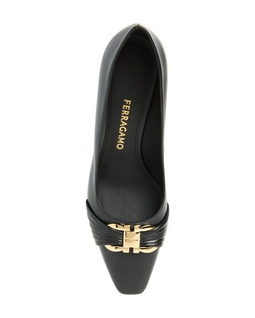 Ferragamo Black Tillya Square Toe Pump