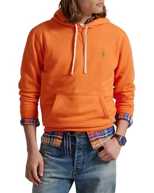 Polo Ralph Lauren Men's Orange Cotton Blend Fleece Hoodie