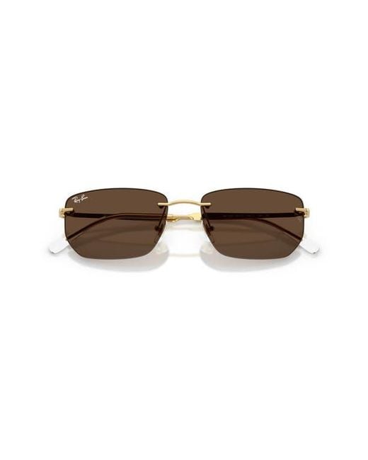 Ray-Ban 56Mm Rimless Rectangular Sunglasses in Brown | Lyst