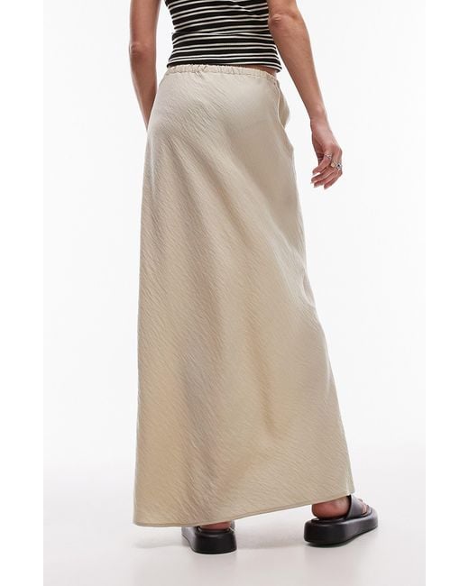 TOPSHOP Natural Drawstring Twill Maxi Skirt