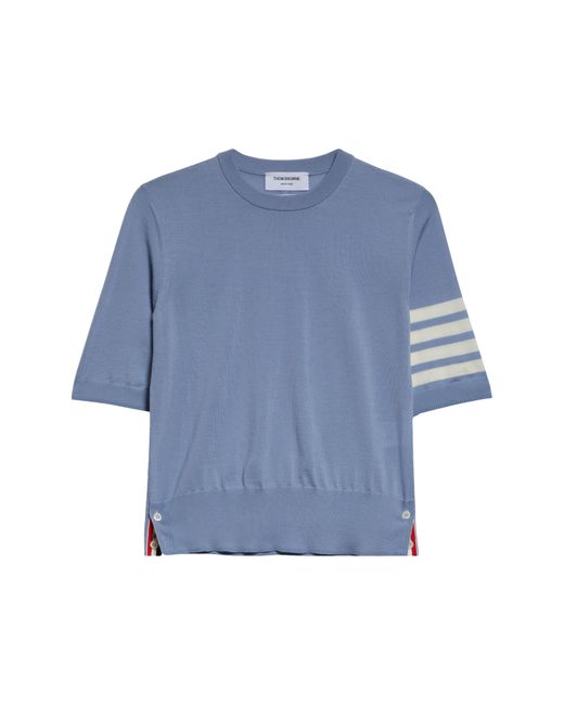 Thom Browne Blue 4-bar Short Sleeve Wool & Cashmere Sweater