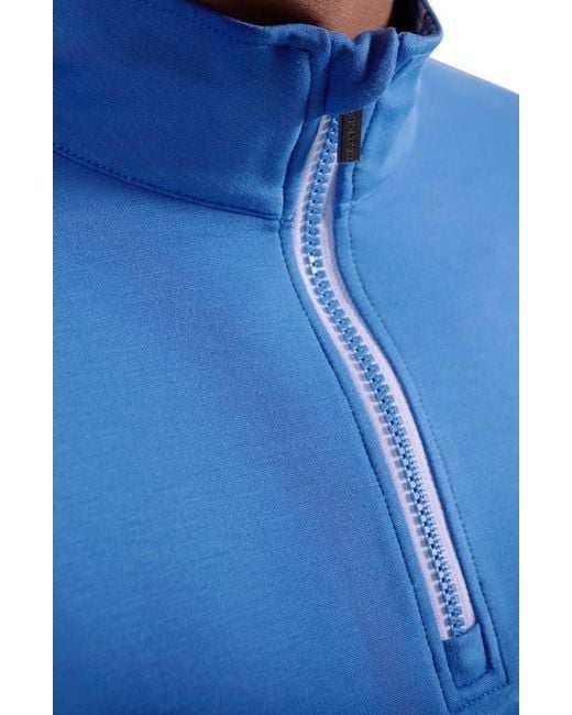 Bugatchi Blue Solid Quarter Zip Pullover for men