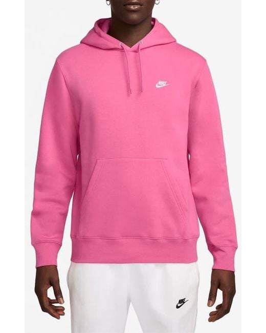 Nike Pink Club Fleece Pullover Hoodie for men