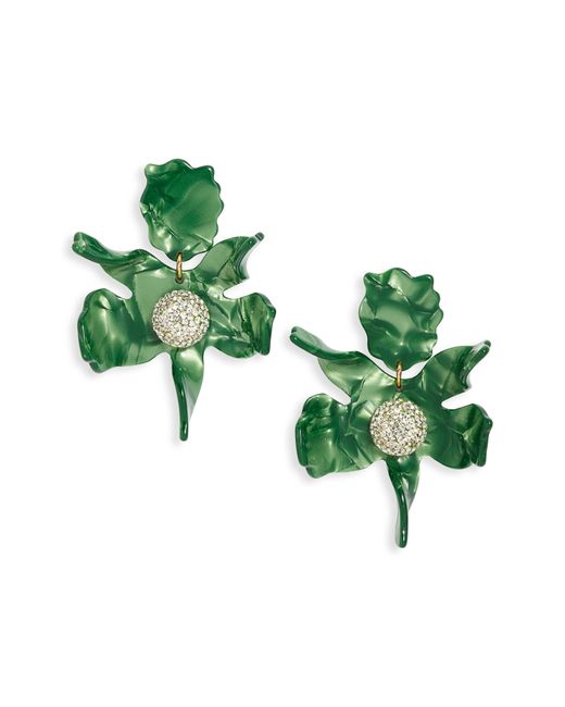 Lele Sadoughi Green Crystal Lily Drop Earrings