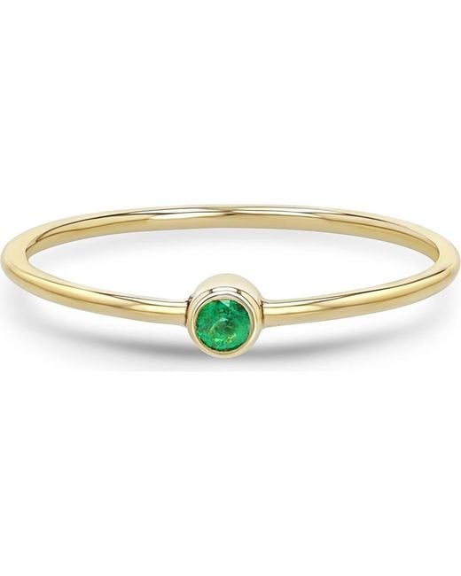 Zoe Chicco Green 14K Bezel Birthstone Stacking Ring