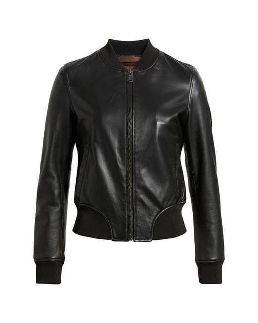 Frye Black Classic Leather Bomber Jacket