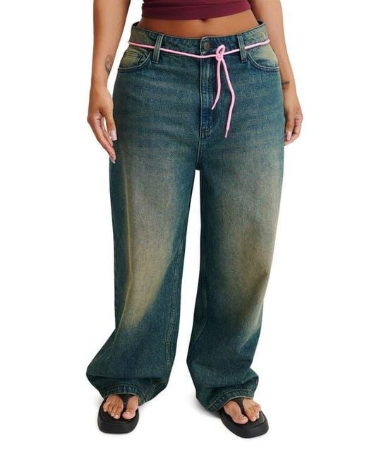 Cotton On Women's Green Curvy Boyfriend Super Baggy Jean